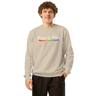 “Proud Ally” Organic Unisex Sweatshirt – LGBTQ+ Supporter Statement Crewneck