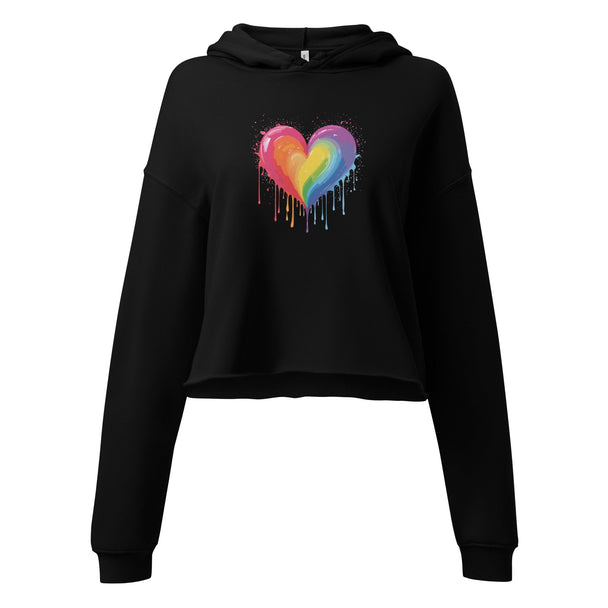Rainbow Bleeding Heart Women's Crop Hoodie