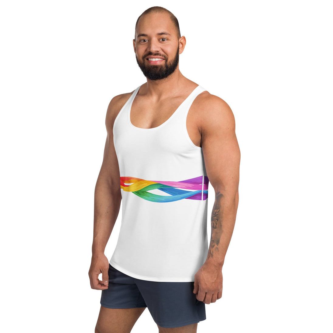 Rainbow Threads Unisex Tank Top – All-Around LGBTQ+ Pride Design