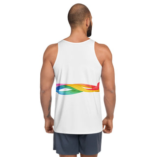 Rainbow Threads Unisex Tank Top – All-Around LGBTQ+ Pride Design