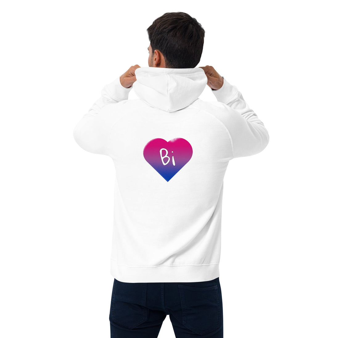 Unisex eco raglan hoodie - Bi Heart